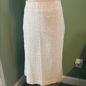 Spenser Jeremy White Floral Eyelet Embroidered Skirt., Size 14